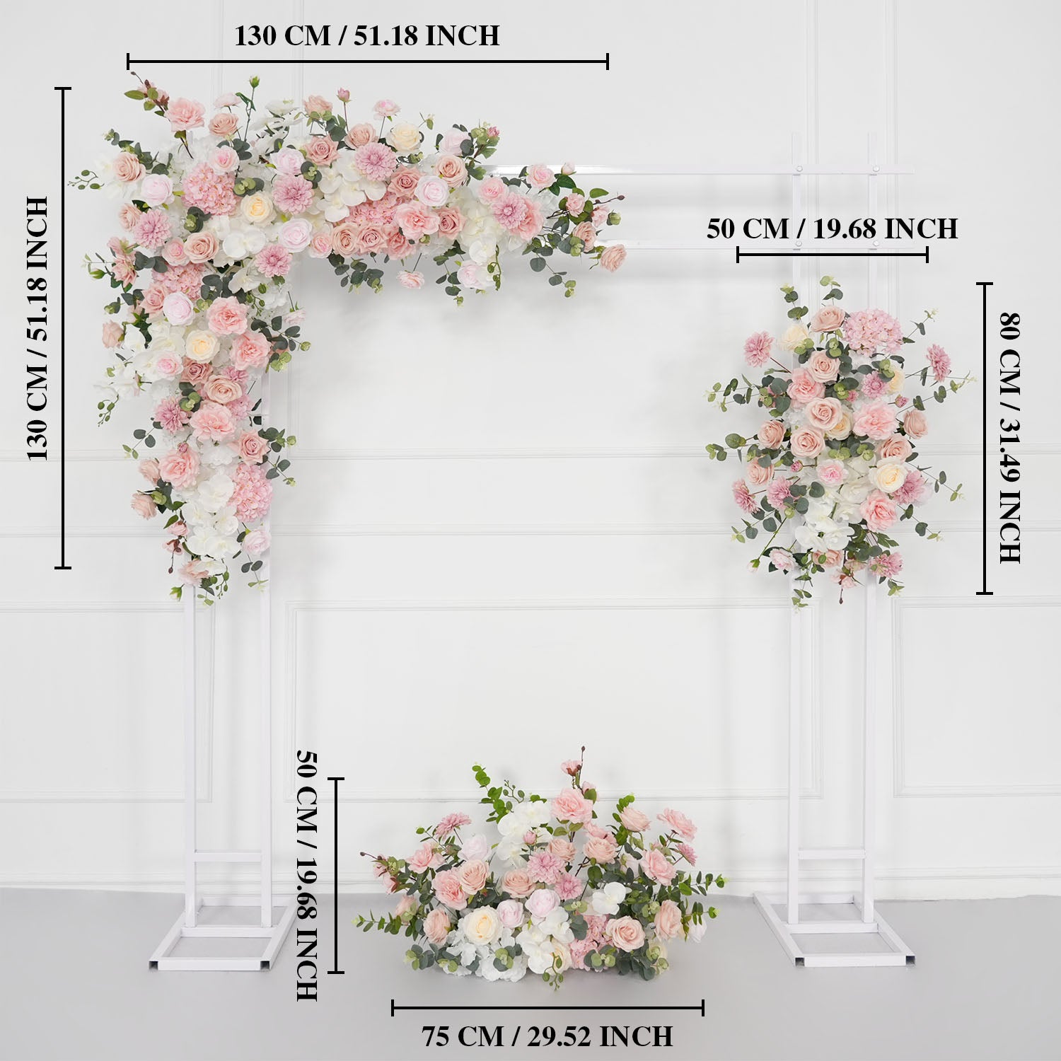 Uflower Wedding Backdrop Pink Rose Green Leaf Floral Arrangement